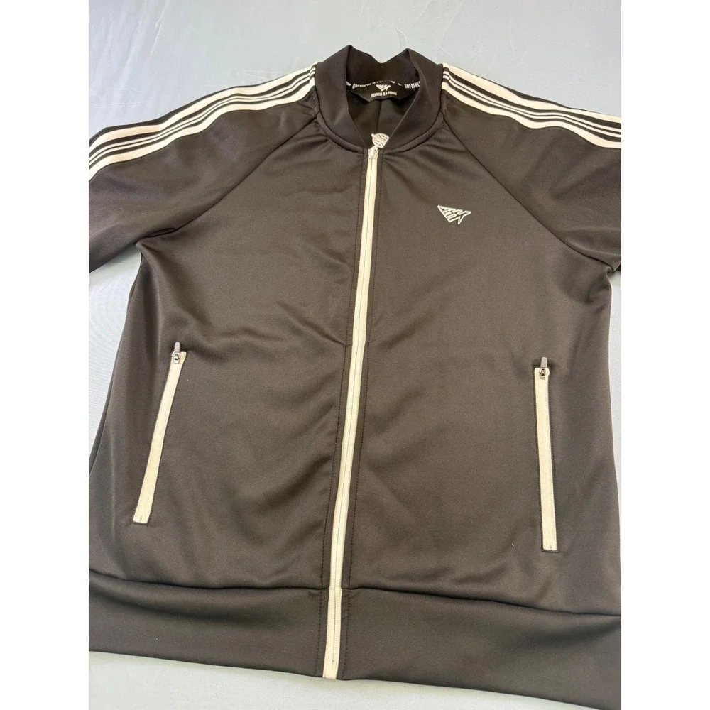 Paper Planes Mens Track Jacket Black White Stripe Full‎ Zip Size Medium M